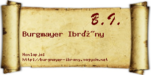 Burgmayer Ibrány névjegykártya